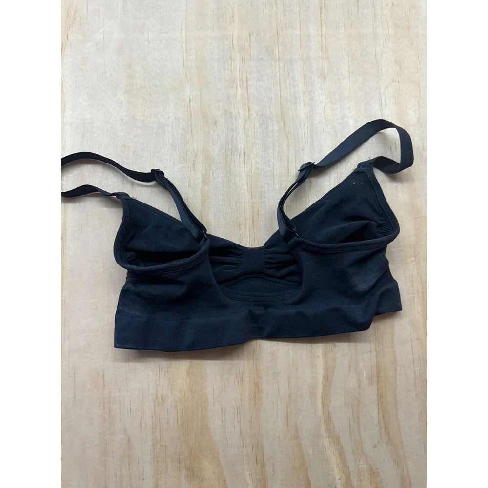 Skims Stretch Rib Bralette Onyx Black Ruched Front Adjustable Straps Size S/P‎ - Picture 3 of 4